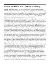 Epson C11C501061 Warranty Statement