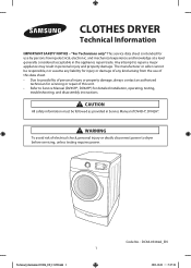 Samsung DV42H5600EG/AC Trouble Shooting Guide Tech Manual (English, French, Spanish)