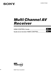 Sony STR-DG2100 HDMI Control Guide
