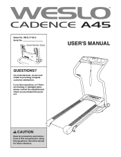 Weslo Cadence A 45 Treadmill English Manual