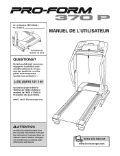 ProForm 370p Treadmill French Manual