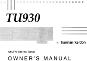 Harman Kardon TU930 Owners Manual