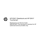 HP ENVY m6-k000 HP ENVY Sleekbook and HP ENVY Touchsmart - Maintenance and Service Guide