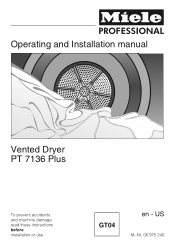 Miele PT 7136 Operating and Installation manual