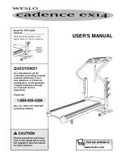 Weslo Cadence Ex14 Treadmill Canadian English Manual