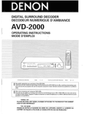 Denon AVD-2000 Operating Instructions