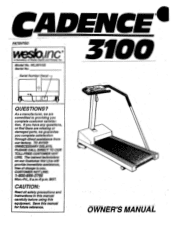 Weslo Cadence 3100 English Manual