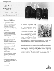 Behringer PPA2000BT Product Information Document