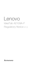 Lenovo IdeaTab A2109A IdeaTab A2109A-F Regulatory Notice V1.0 (English)