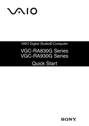 Sony VGC-RA838G Quick Start Guide
