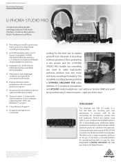 Behringer U-PHORIA STUDIO PRO Product Information Document