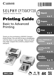 Canon CP720 SELPHY CP730/CP720 Basic to Advanced Printing Guide