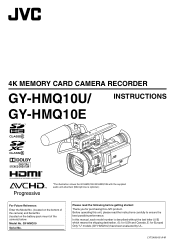 JVC GY-HMQ10U 72 page operation manual for the GY-HMQ10U 4K Camcorder