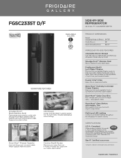 Frigidaire FGSC2335TD Product Specifications Sheet