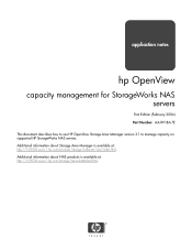 HP StorageWorks b3000 HP OpenView Capacity Management for StorageWorks NAS Servers Application Notes