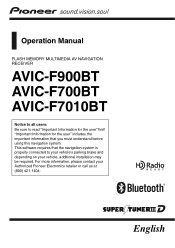 Pioneer AVIC-F900BT Owner's Manual