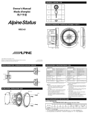 Alpine HDZ-65 Owners Manual