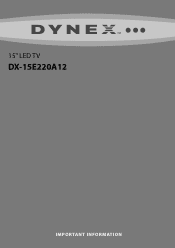 Dynex DX-15E220A12 Important Information (English)