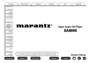 Marantz SA8005 Owner's Manual in English