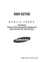 Samsung SGH-S275G User Manual Ver.udlg7_f5 (English)