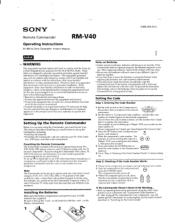 Sony RM-V40 Primary User Manual