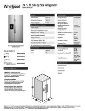 Whirlpool WRS315SDH Specification Sheet