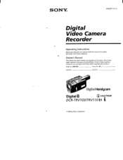 Sony CCD-TRV103 Operating Instructions
