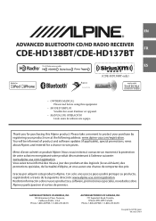 Alpine CDE-HD137BT Owners Manual (english)