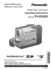 Panasonic PVDV203D PVDV203 User Guide