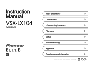 Pioneer VSX-LX104 Refurbished Instruction Manual English