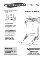 ProForm 795sl/glx760 Treadmill English Manual