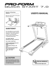 ProForm Quick Start 7.0 Treadmill Uk Manual