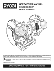 Ryobi BGH827 English Manual