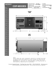 Sony CDP-M555ES Dimensions Diagram (Front and Side View)