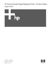 HP Integrity rx1620 HP ProLiant Essentials Rapid Deployment Pack-Windows Edition Support Matrix
