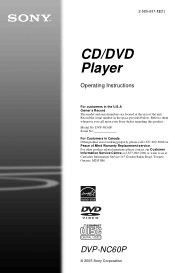 Sony DVP-NC60P Operating Instructions (DVP-NC60P CD/DVD Player)