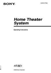 Sony HT-BE1 Primary User Manual