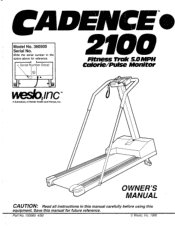 Weslo 2100 Owners Manual