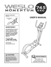 Weslo Momentum 745 Elliptical English Manual