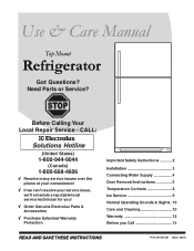 Frigidaire FRT21HS6JW Use and Care Manual