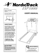 NordicTrack Exp 1000i Treadmill English Manual