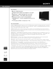 Sony KDL-40EX400 Marketing Specifications