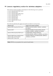 Lenovo IdeaPad S410 Lenovo Regulatory Notice for Non-European Countries - Notebook
