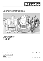 Miele Classic G 4205 SC Operating and Installation manual