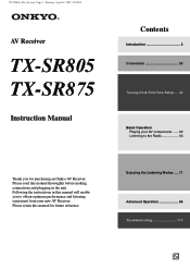 Onkyo TX SR875 Owner Manual