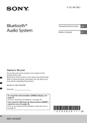 Sony MEX-XB120BT Operating Instructions 1