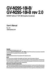 Gigabyte GV-N295-18I-B Manual
