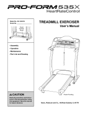 ProForm 535 X Treadmill English Manual