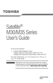 Toshiba M35 S456 Satellite M30/M35 Users Guide