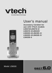 Vtech Accessory Handset for use with the LS6315  LS6325 or LS6326 User Manual (LS6305 User Manual)